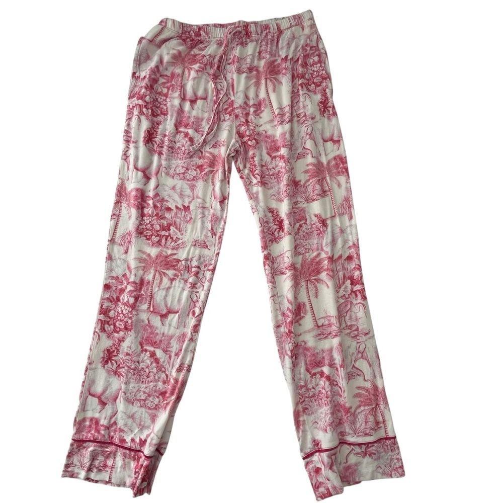 The Cat’s Pajamas Palm Grove Toile Pink Pima Knit Pajama Set Size M Vacationcore - Picture 10 of 15